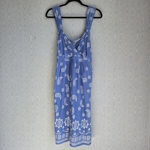 Vtg Y2K Faded Glory XL Babydoll Sweetheart Tie Back Jersey Knit Mini‎ Dress Blue